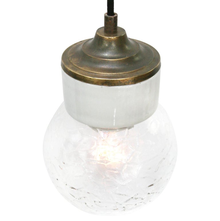 White Porcelain Clear Glass Vintage Industrial Brass Pendant Lights For
