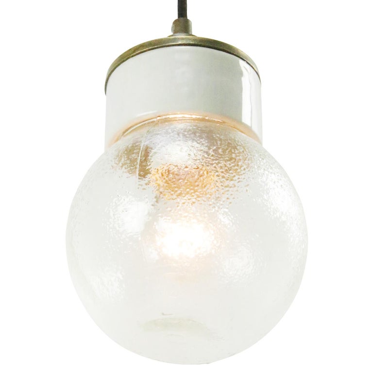 White Porcelain Clear Glass Vintage Industrial Brass Pendant Lights For