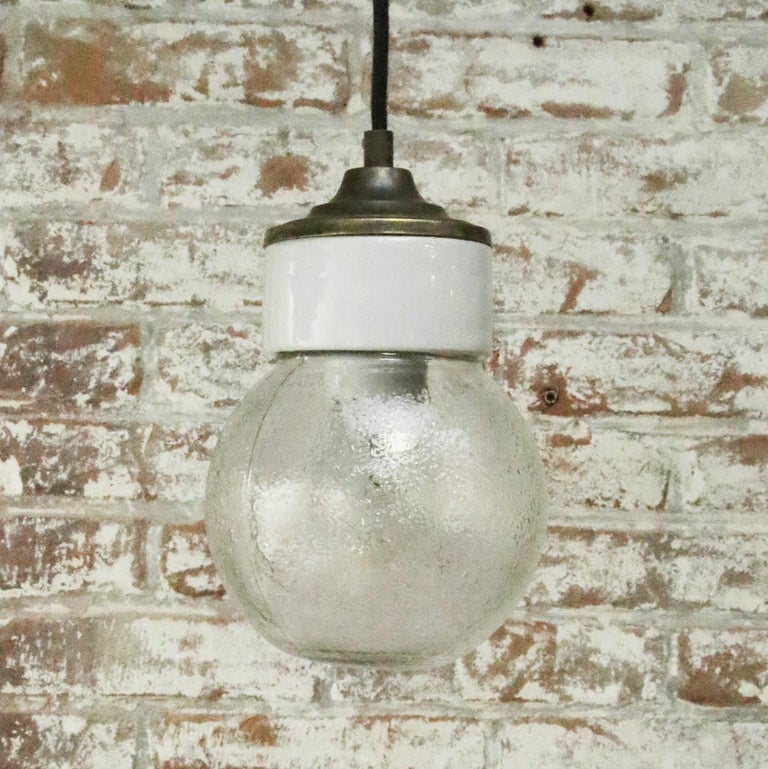 White Porcelain Clear Glass Vintage Industrial Brass Pendant Lights For