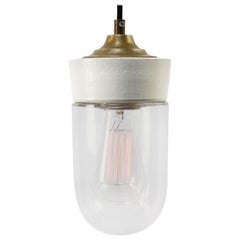 White Porcelain Clear Glass Vintage Industrial Brass Pendant Lights