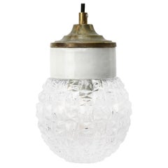 White Porcelain Clear Glass Vintage Industrial Brass Pendant Lights