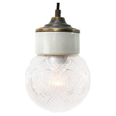 White Porcelain Clear Glass Vintage Industrial Brass Pendant Lights