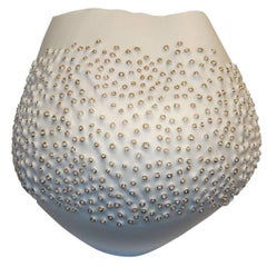 White Porcelain Coral Motif Vase, Italy, Contemporary
