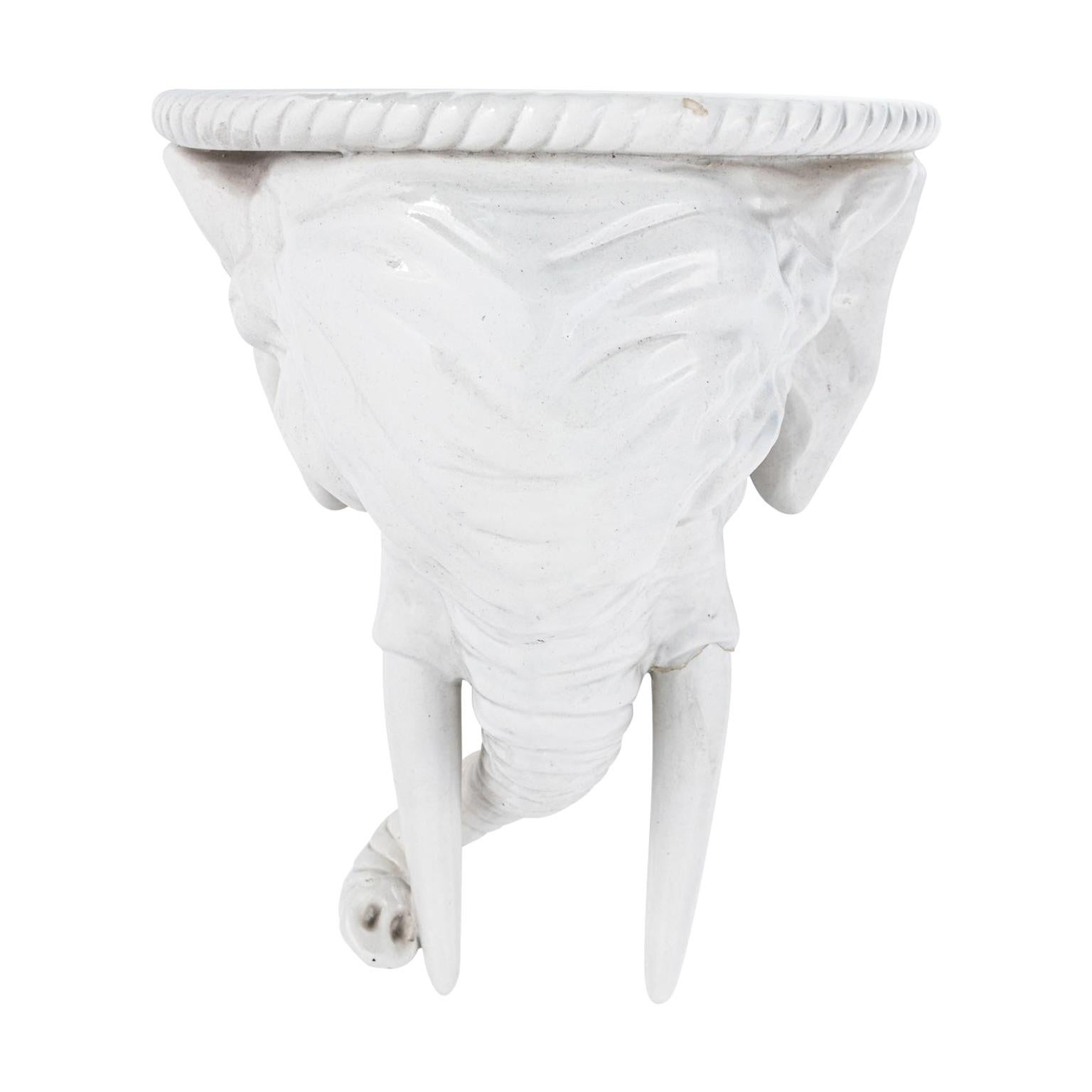 White Porcelain Elephant Bracket