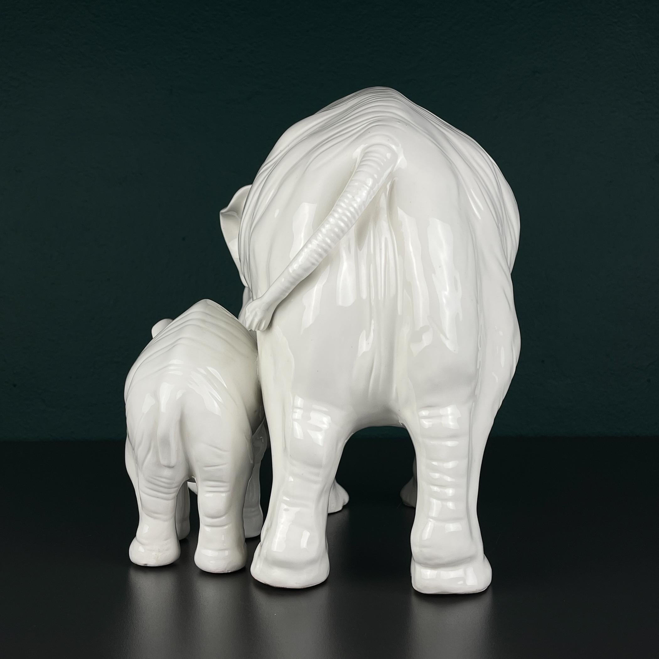 White porcelain figurine Elephant and baby by Artepiu ESTE, Italy 1990s For Sale 6