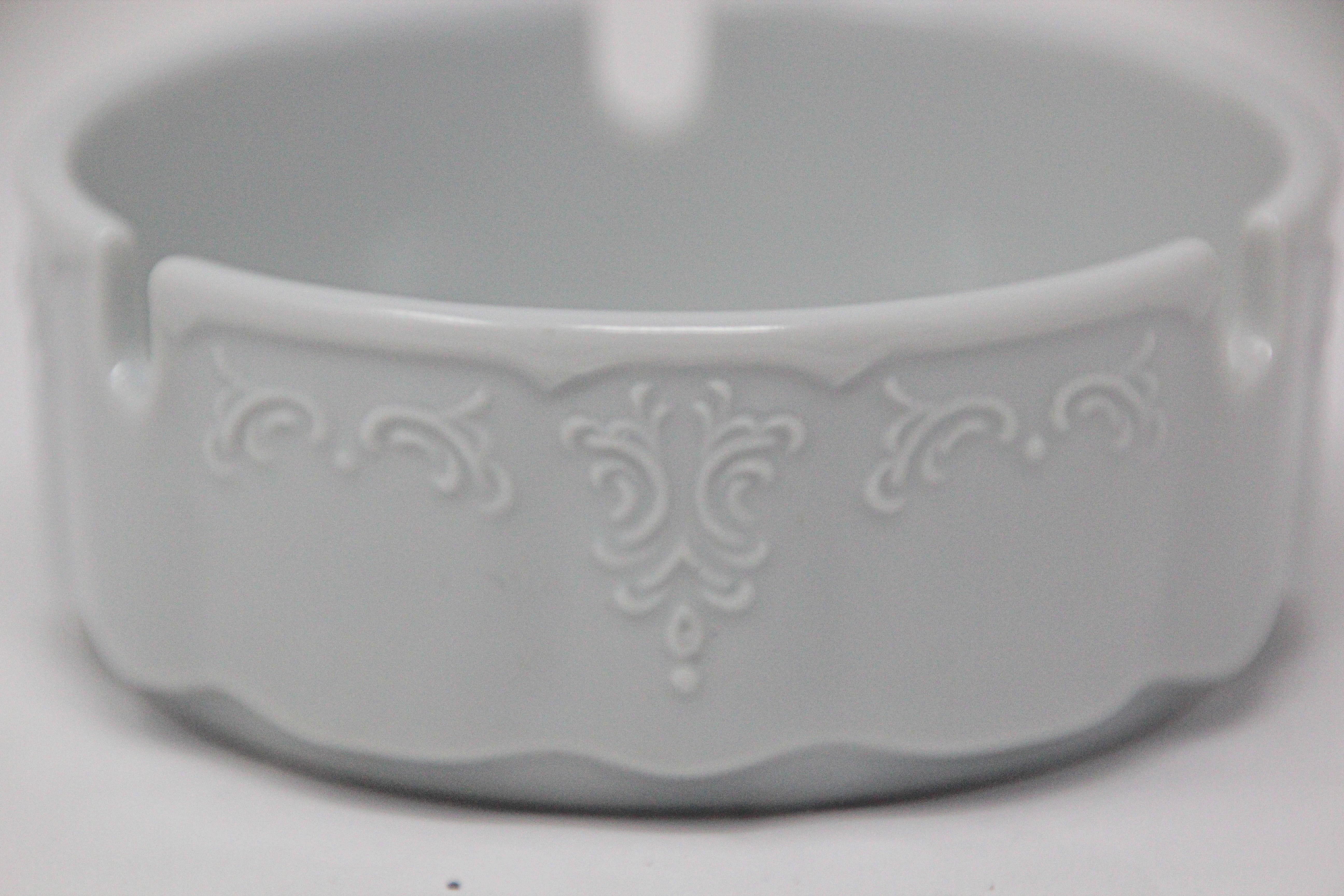 Modern White Porcelain Ashtray Made in Germany For Sale