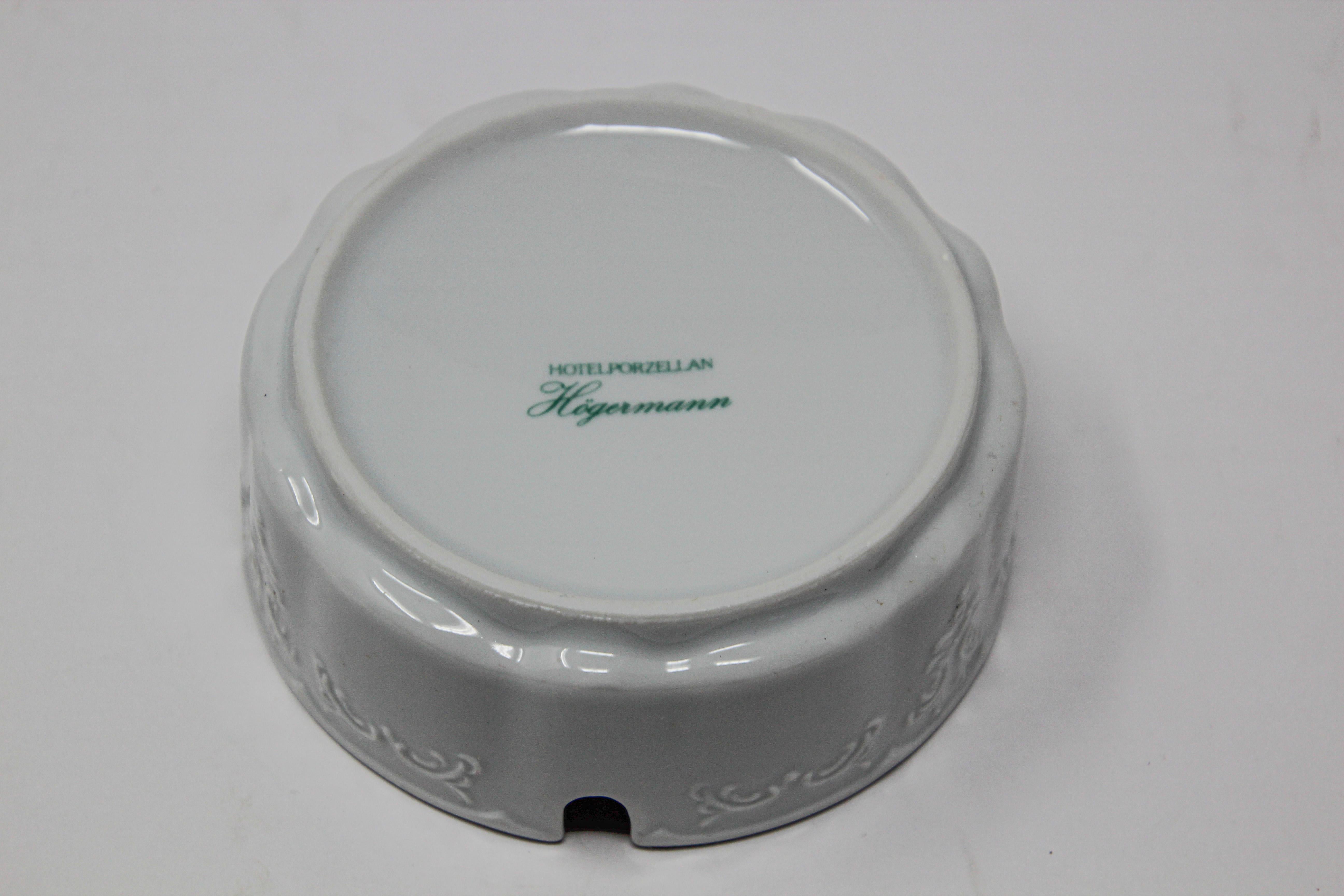 Late 20th Century White Porcelain Ashtray Made in Germany For Sale