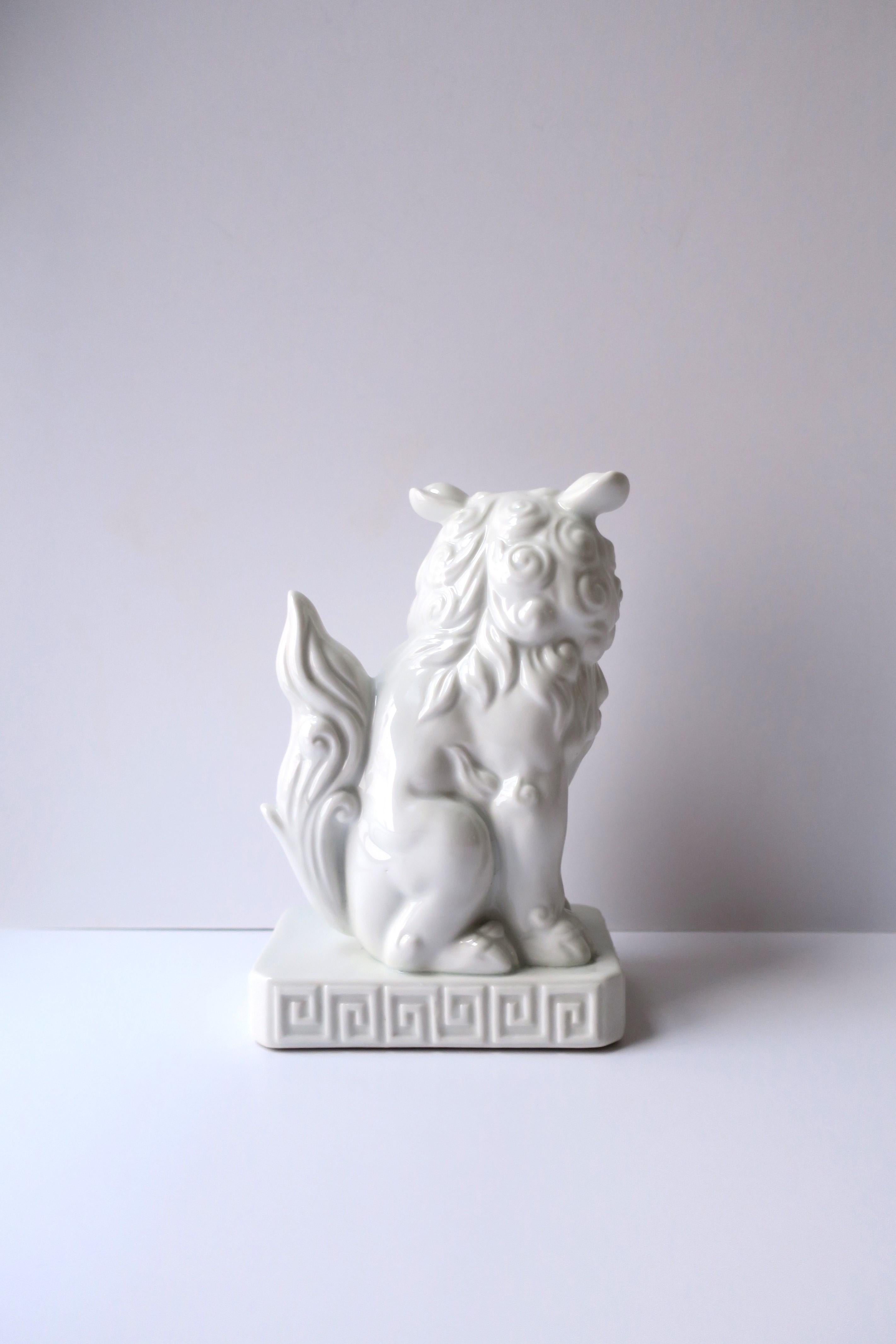 20th Century White Porcelain Foo Dog Lion Decorative Object or Bookend from Japan For Sale