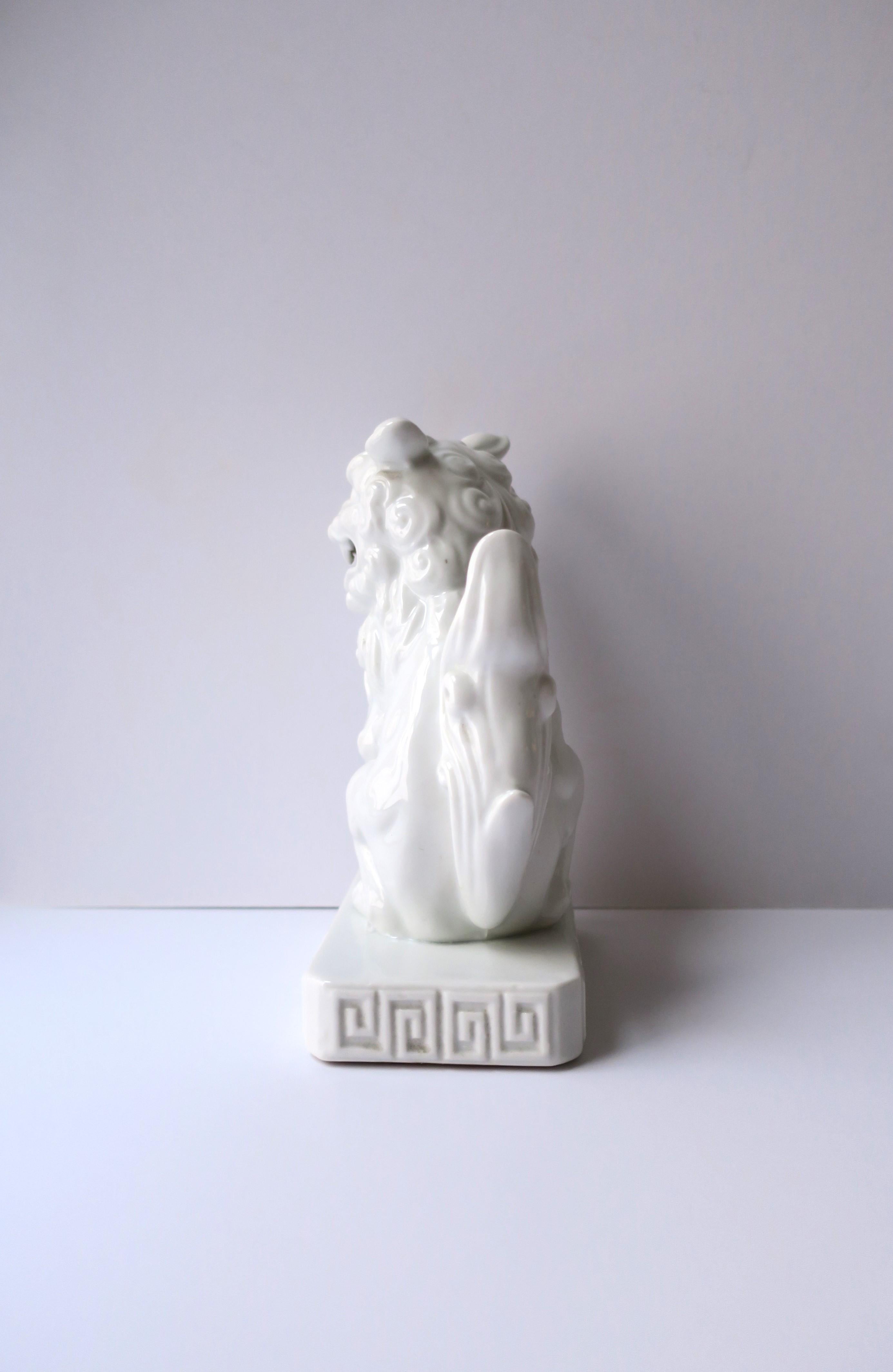 White Porcelain Foo Dog Lion Decorative Object or Bookend from Japan For Sale 1
