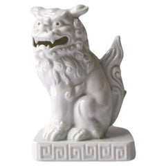 White Porcelain Foo Dog Lion Decorative Object or Bookend from Japan