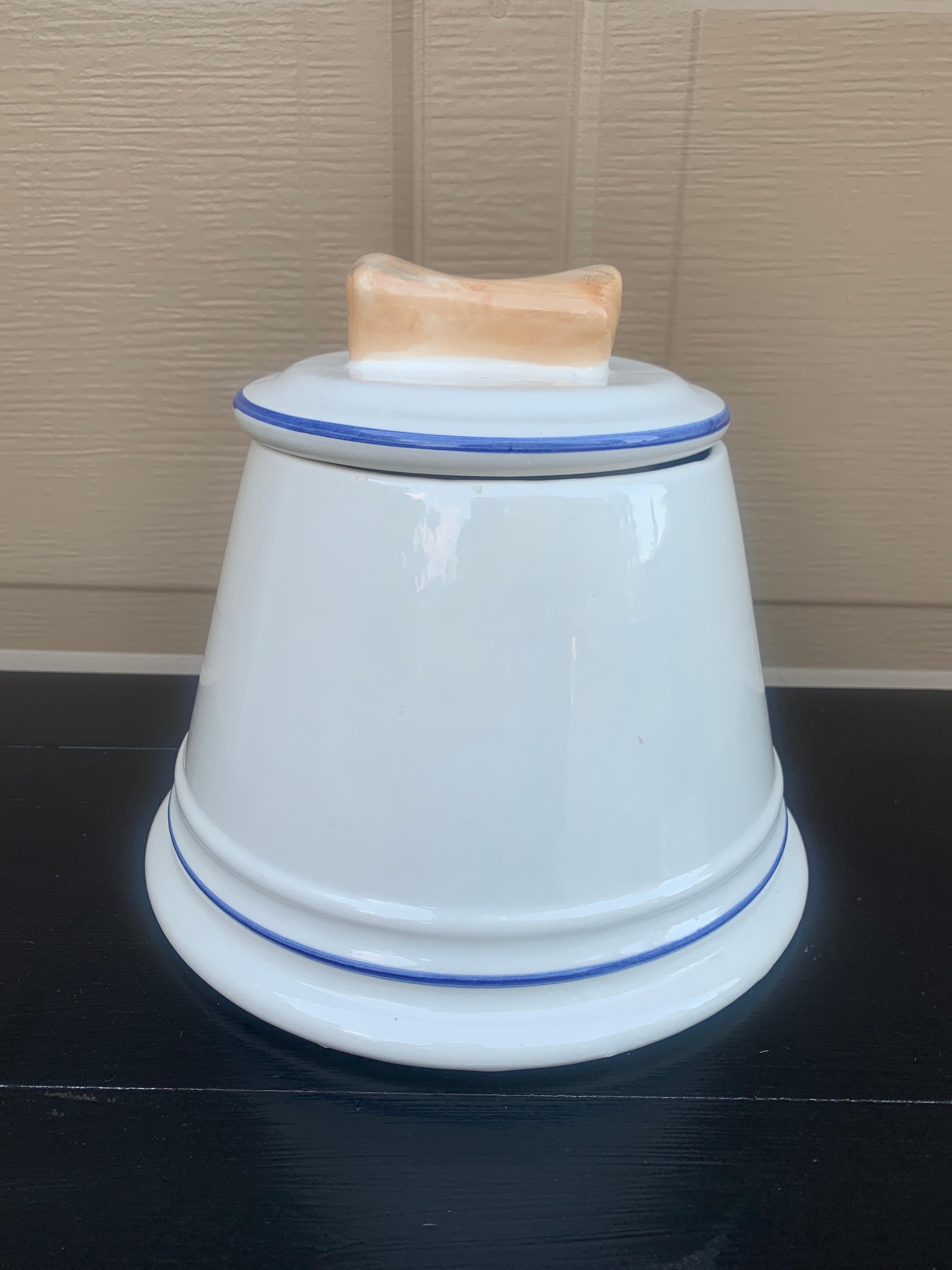 Porcellana Contenitore con coperchio in porcellana bianca per crocchette per cani 