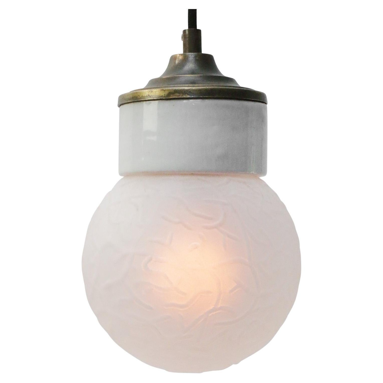 White Porcelain Frosted Glass Vintage Brass Pendant Lights