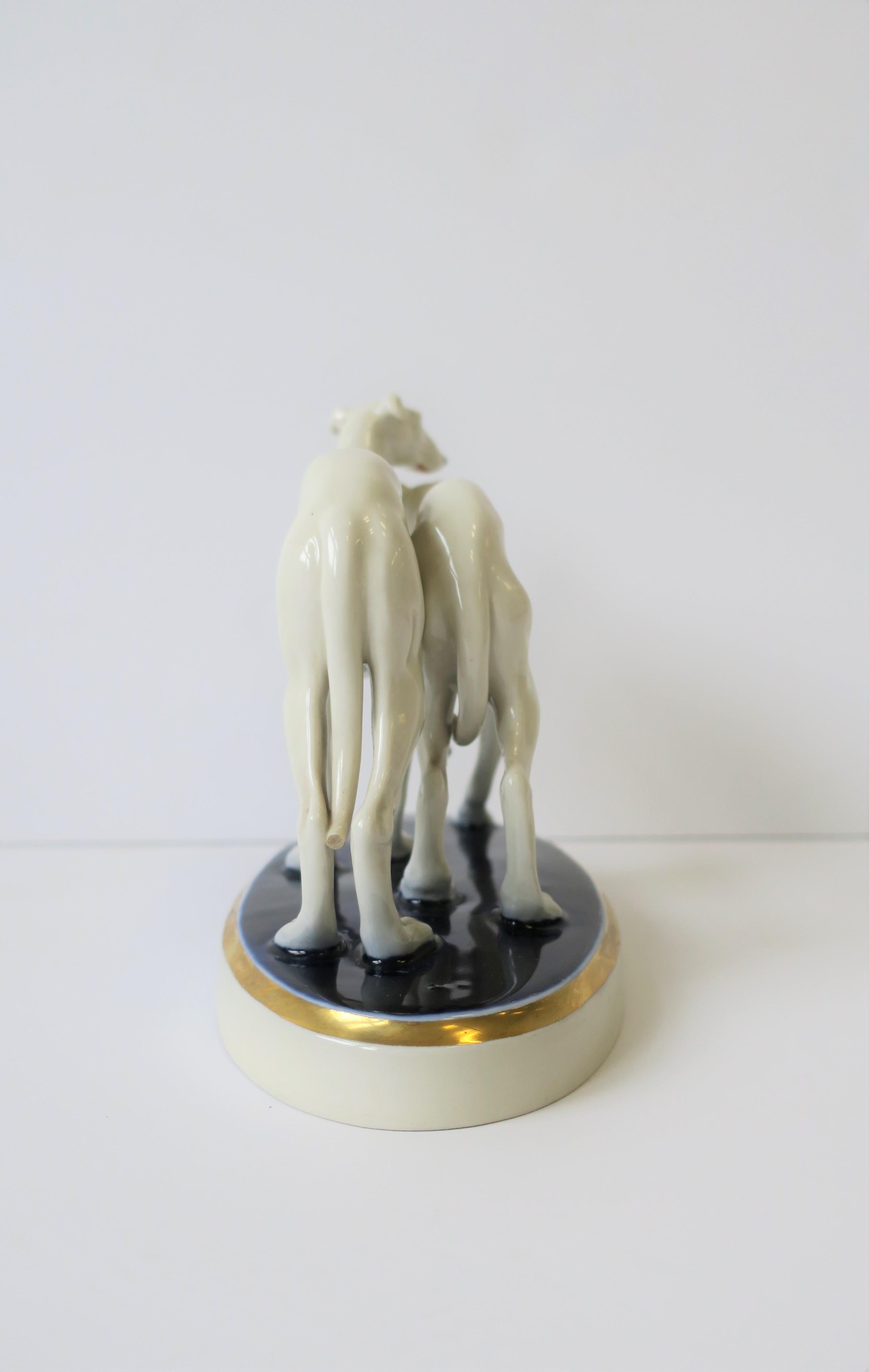 Art Deco White Porcelain Greyhound Dogs Sculpture by Royal Dux Bohemia  9