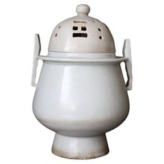 White Porcelain Incense Burner / Korean Antique / Joseon Dynasty/1392 - 1897 CE
