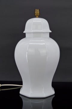 White Porcelain Lamp by Pillivuyt, Japonisme, France, circa 1970