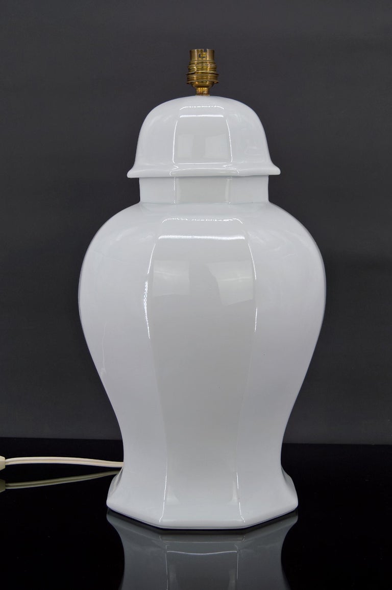White Porcelain Lamp by Pillivuyt, Japonisme, France, circa 1970 For ...