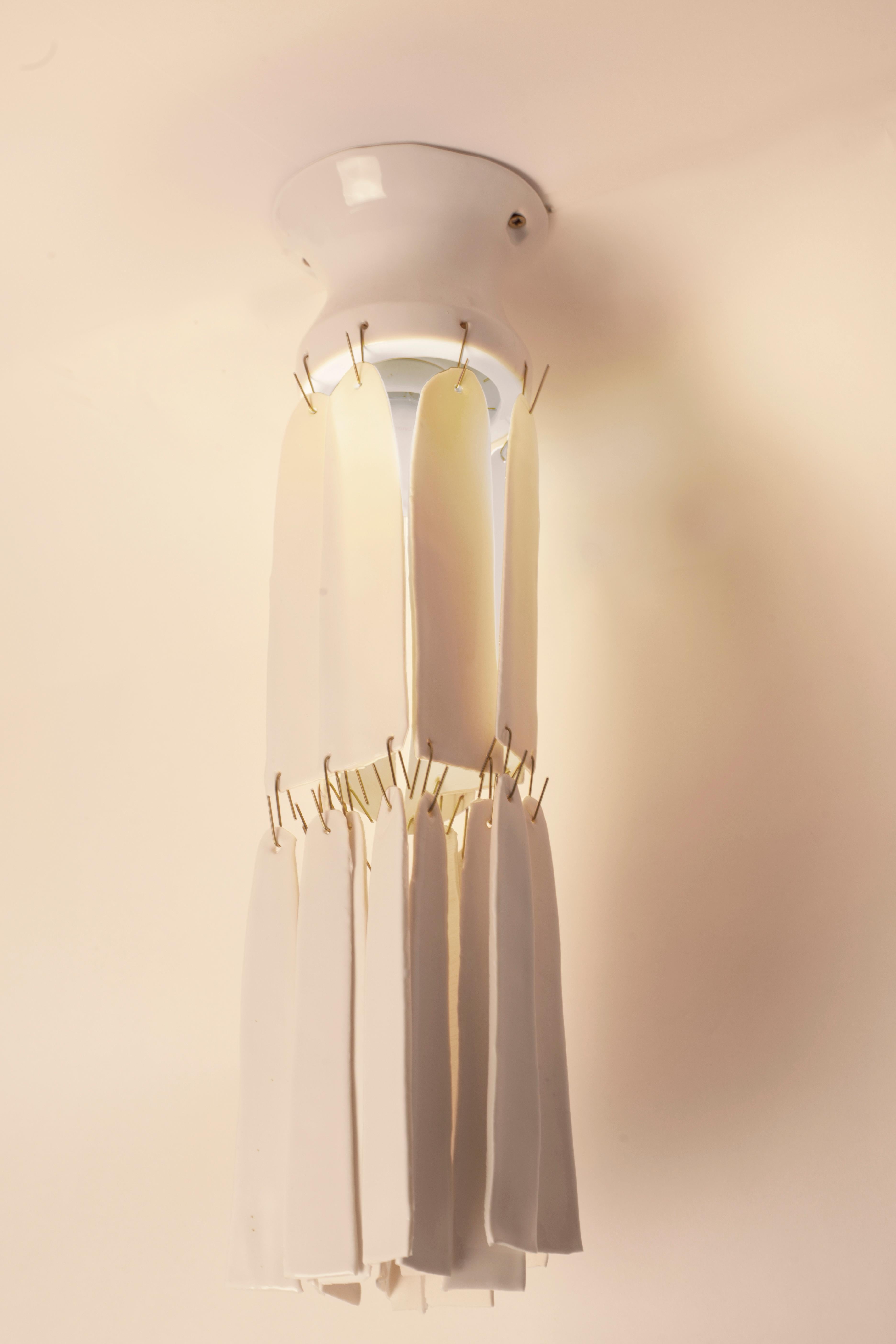 Organic Modern White Porcelain Lamp with White Glossy Glaze by Danish Artist Christine Roland 