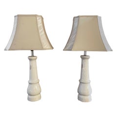 Antique White Porcelain Leg Table Lamps with Shades