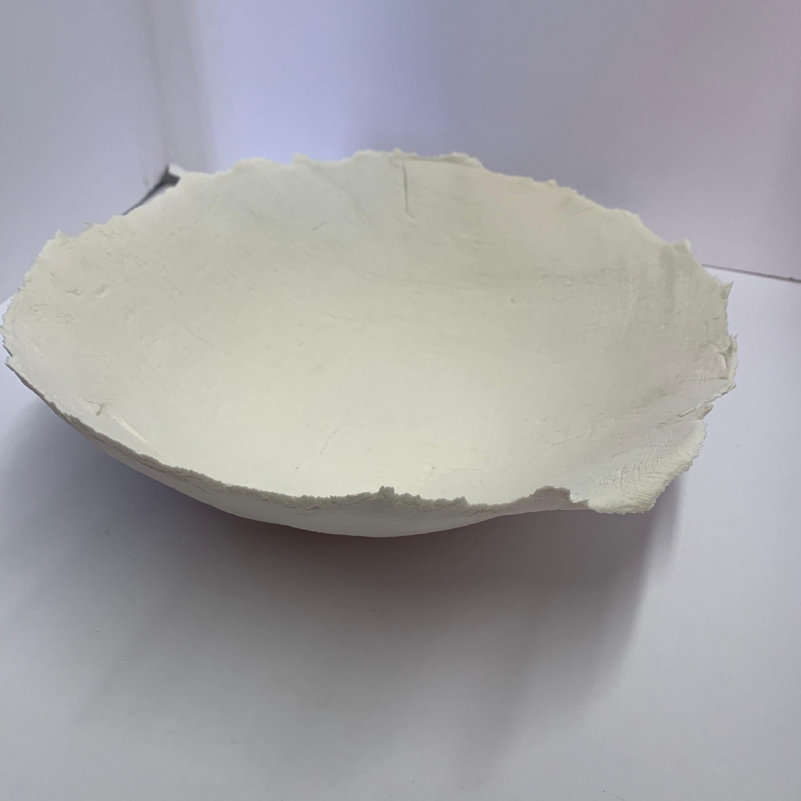 French White Porcelain Linen Textured Bowl, France, Contemporary