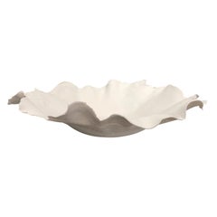 White Porcelain Linen Textured Bowl, France, Contemporary