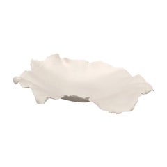 White Porcelain Linen Textured Bowl, France, Contemporary