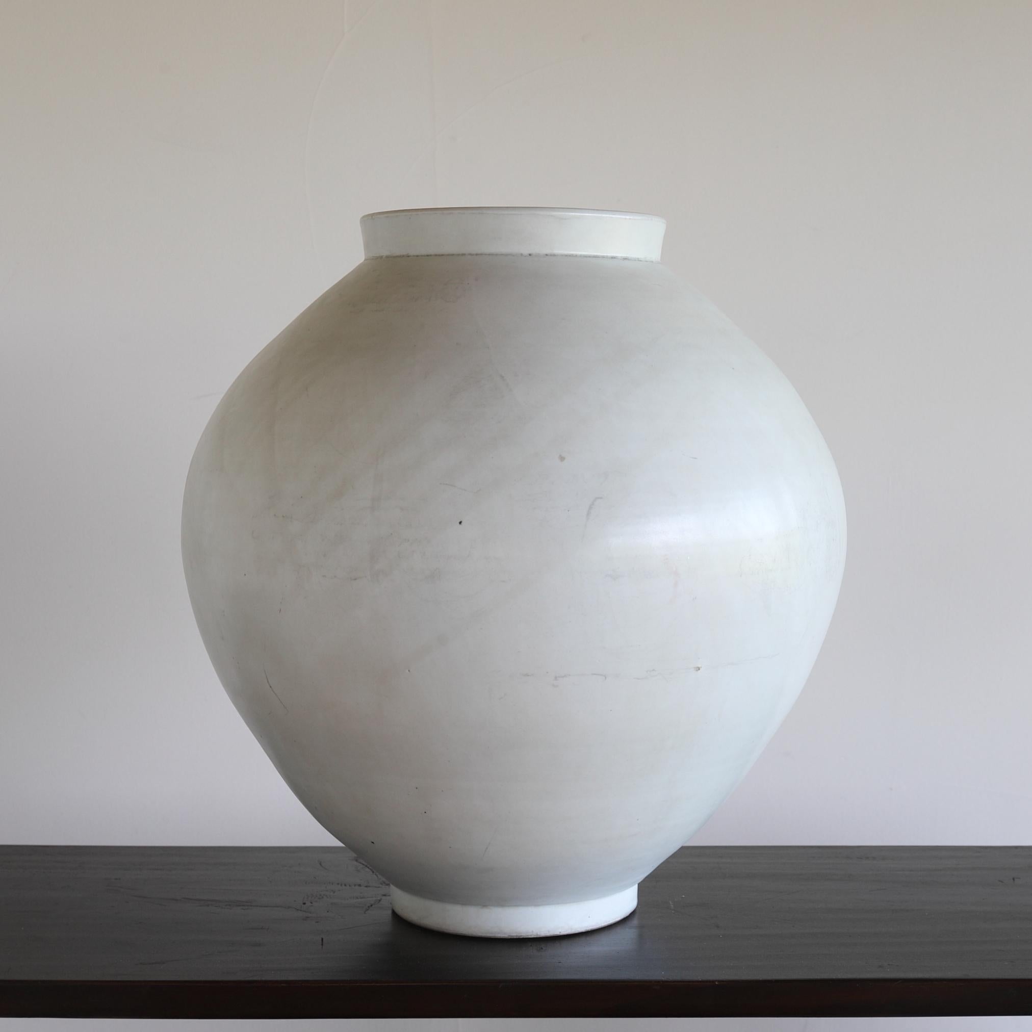 Ceramic White Porcelain Moon Jar, Joseon Dynasty / 1392-1897 For Sale