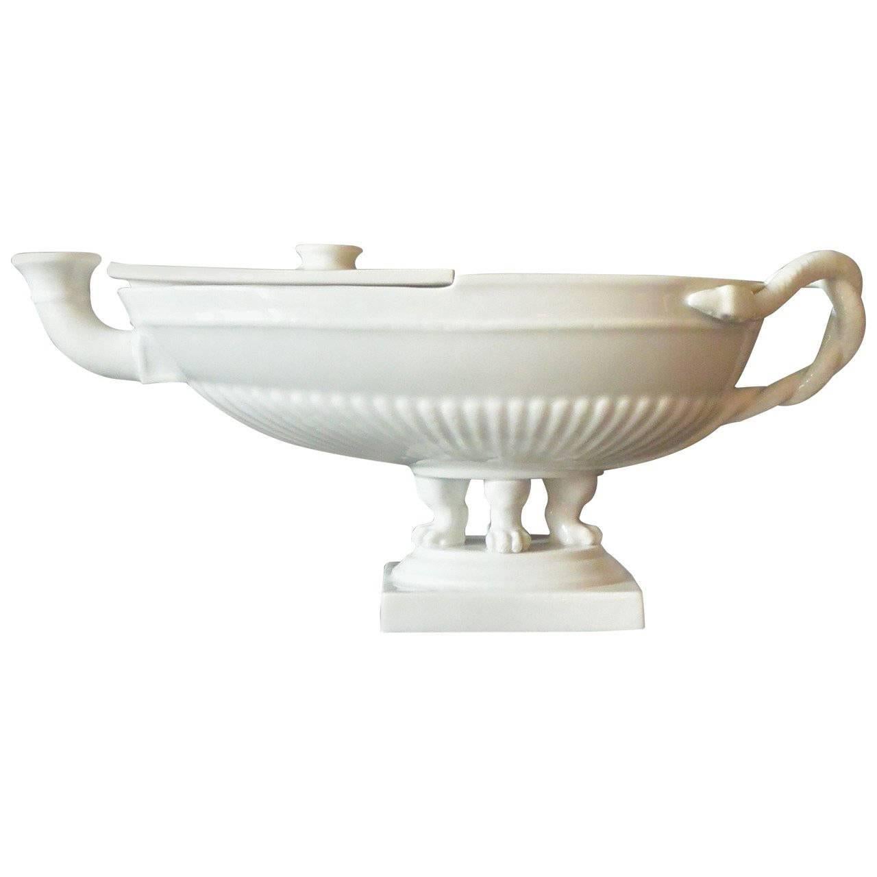 White Porcelain Neoclassical Style Amphora Oil Lamp For Sale