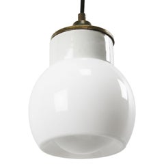 White Porcelain Opaline Glass Vintage Industrial Brass Pendant Lights