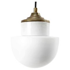 White Porcelain Opaline Glass Vintage Industrial Brass Pendant Lights