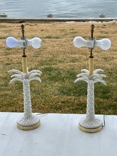 White Porcelain Palm Tree Table Lamps