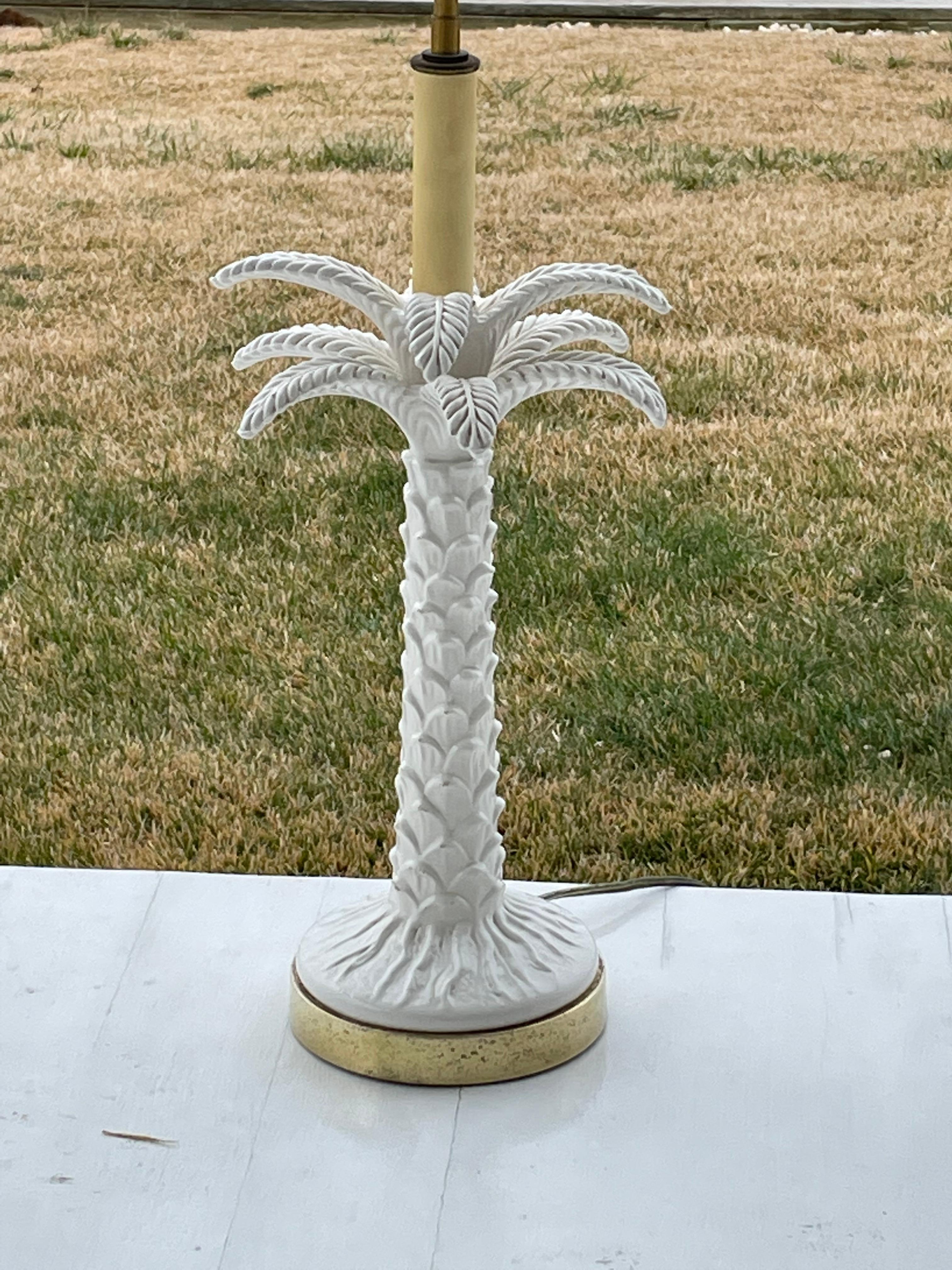 American White Porcelain Palm Tree Table Lamps For Sale
