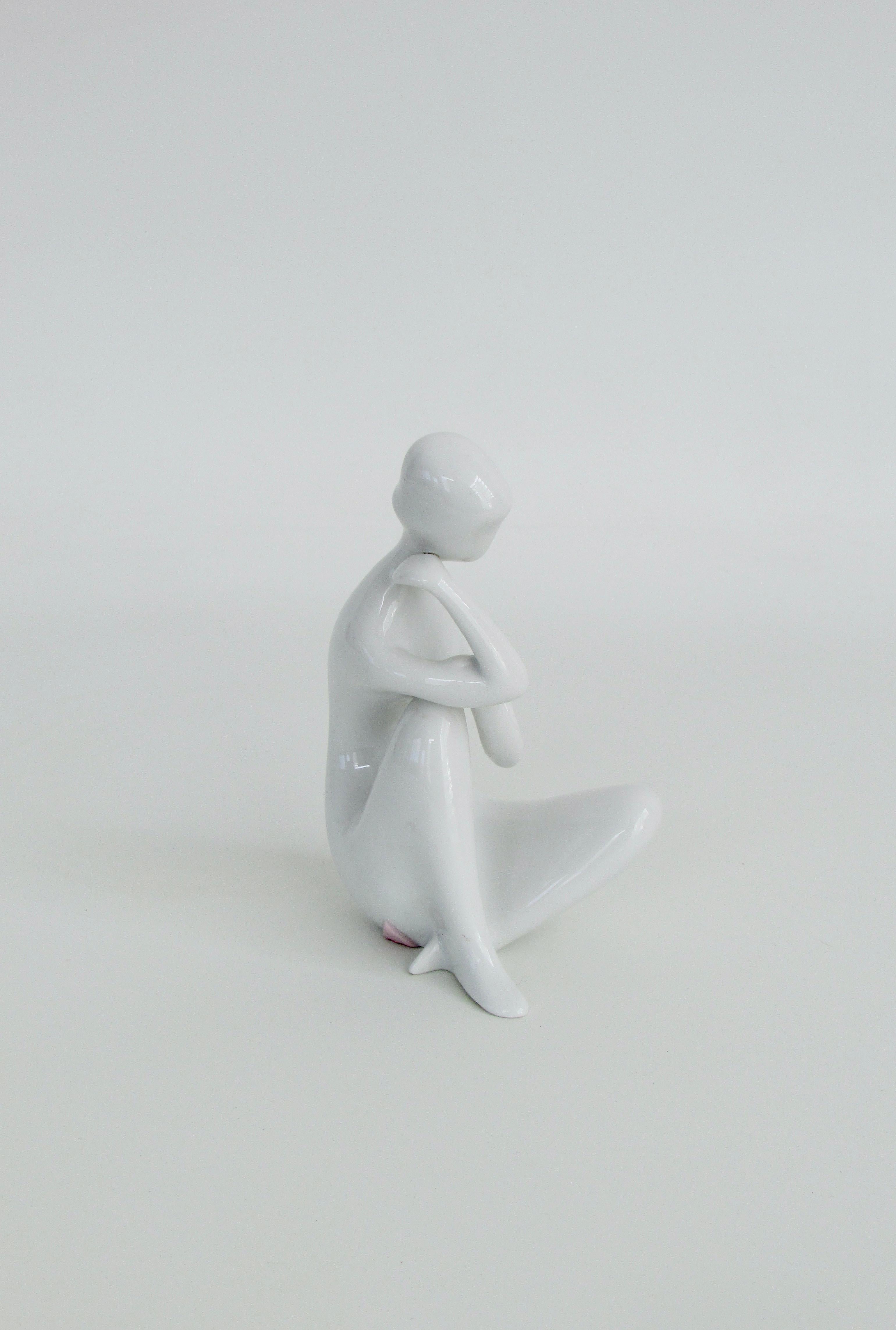 20th Century White Porcelain Royal Dux Stylized Nude Designed by Jitka Forejtova  For Sale