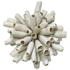 White Porcelain Sea Urchin Sculpture, France, Contemporary