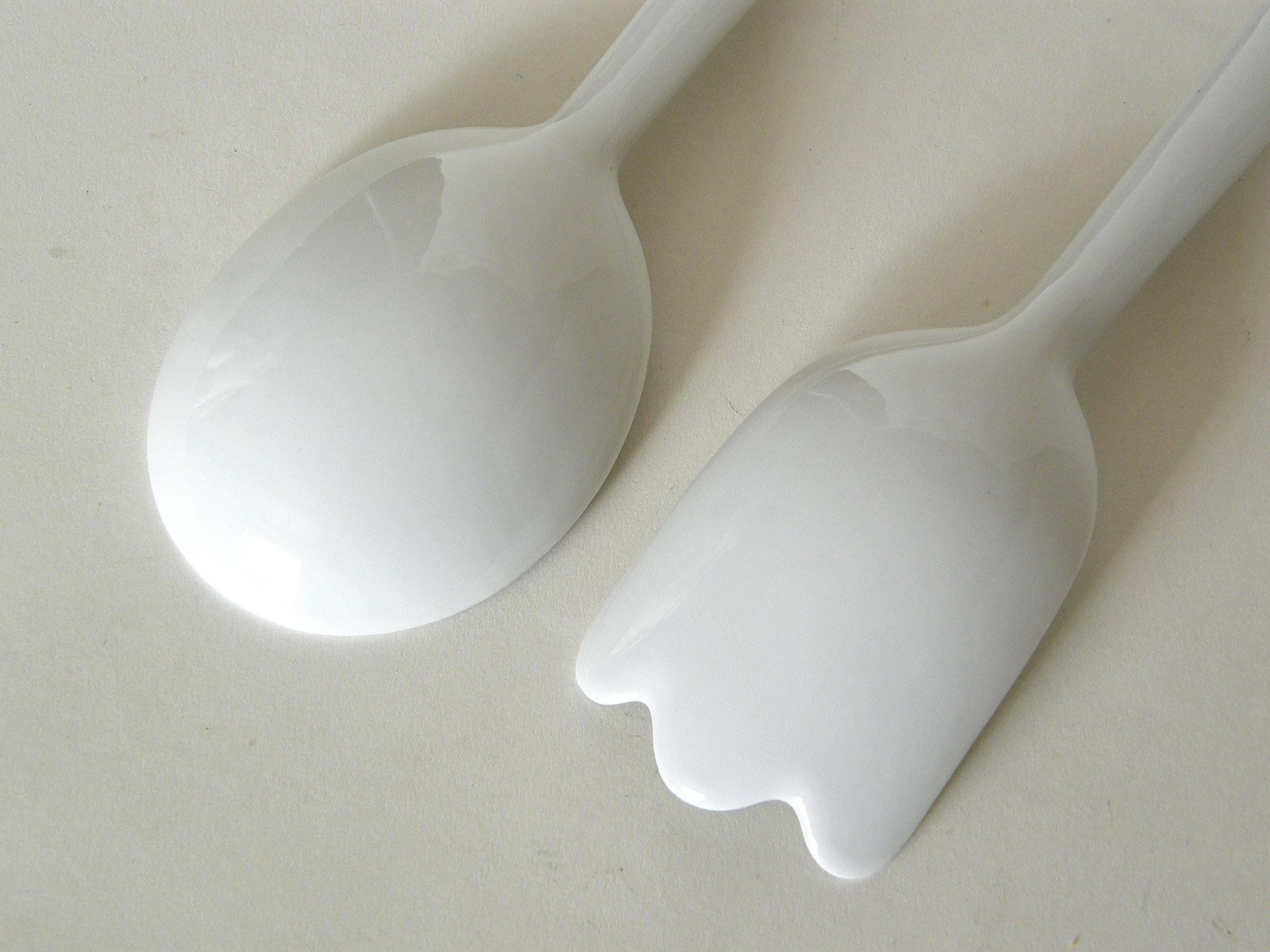 American White Porcelain Serving Fork and Spoon