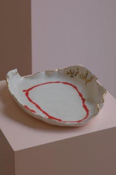 White Porcelain Serving Plater with Calligraphy by Hania Jneid