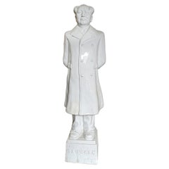White Porcelain Statue of Mao, Mid 20th Century, 36" Tall
