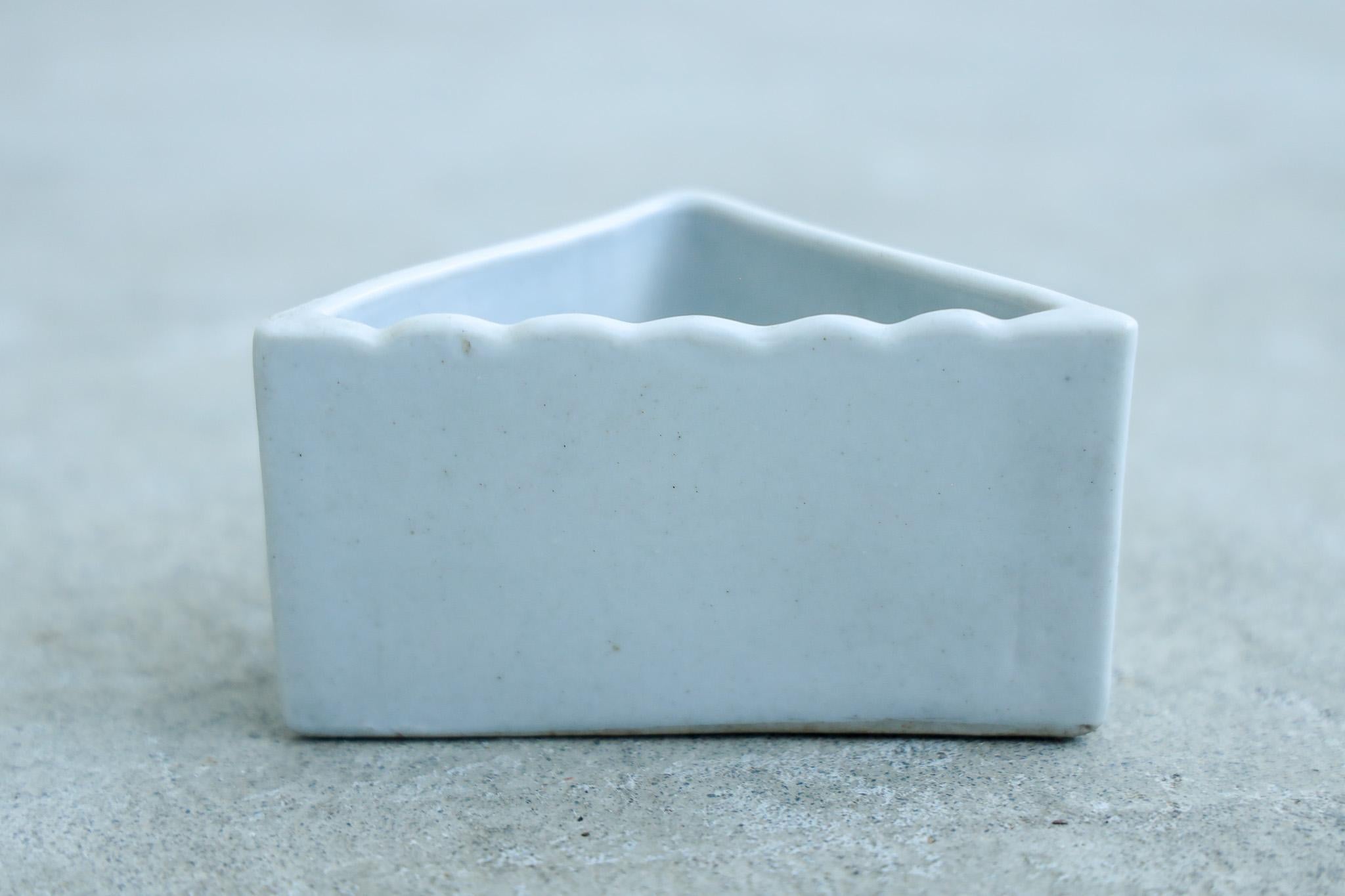 Ceramic White porcelain triangular container, ceramic, japanese antique For Sale