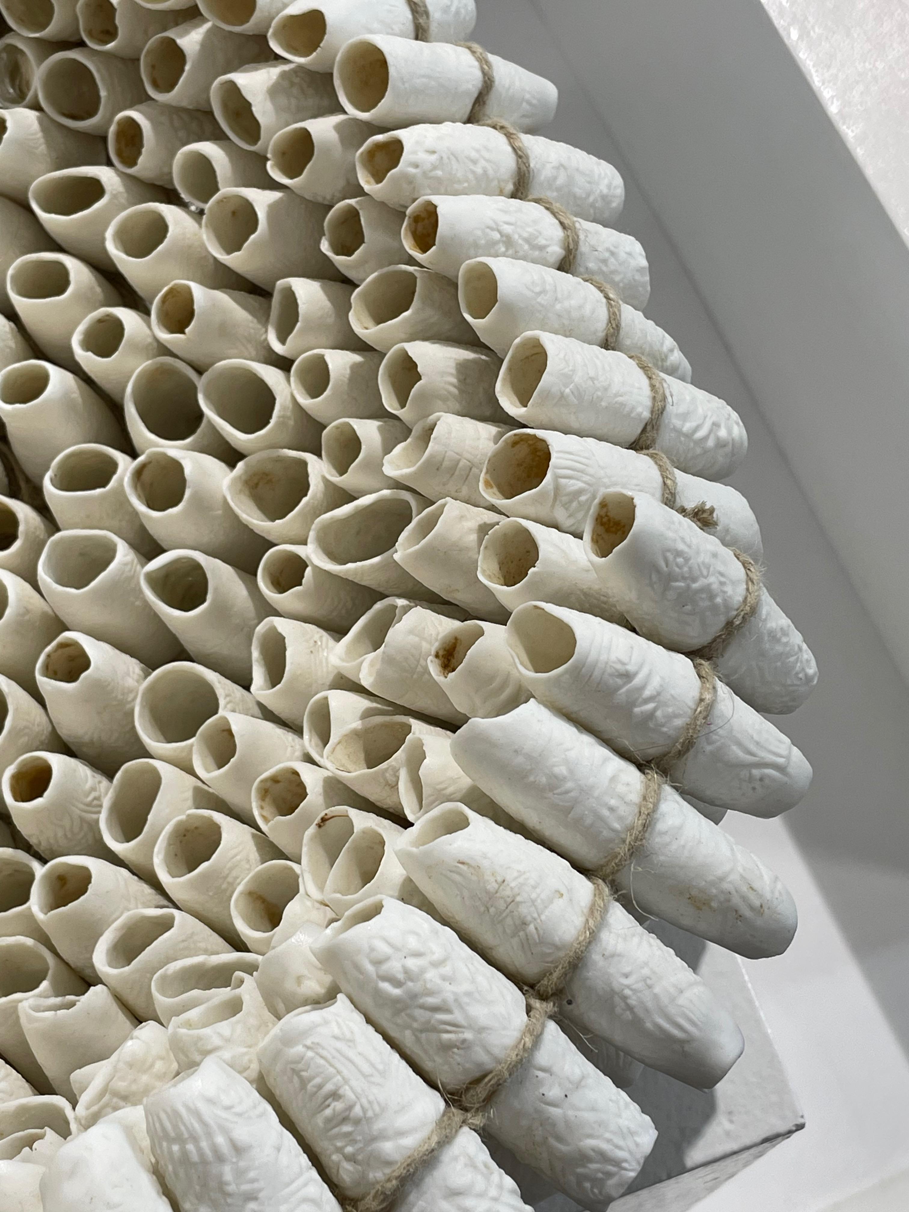 White Porcelain Tubular Shapes Bowl, France, Contemporary For Sale 2