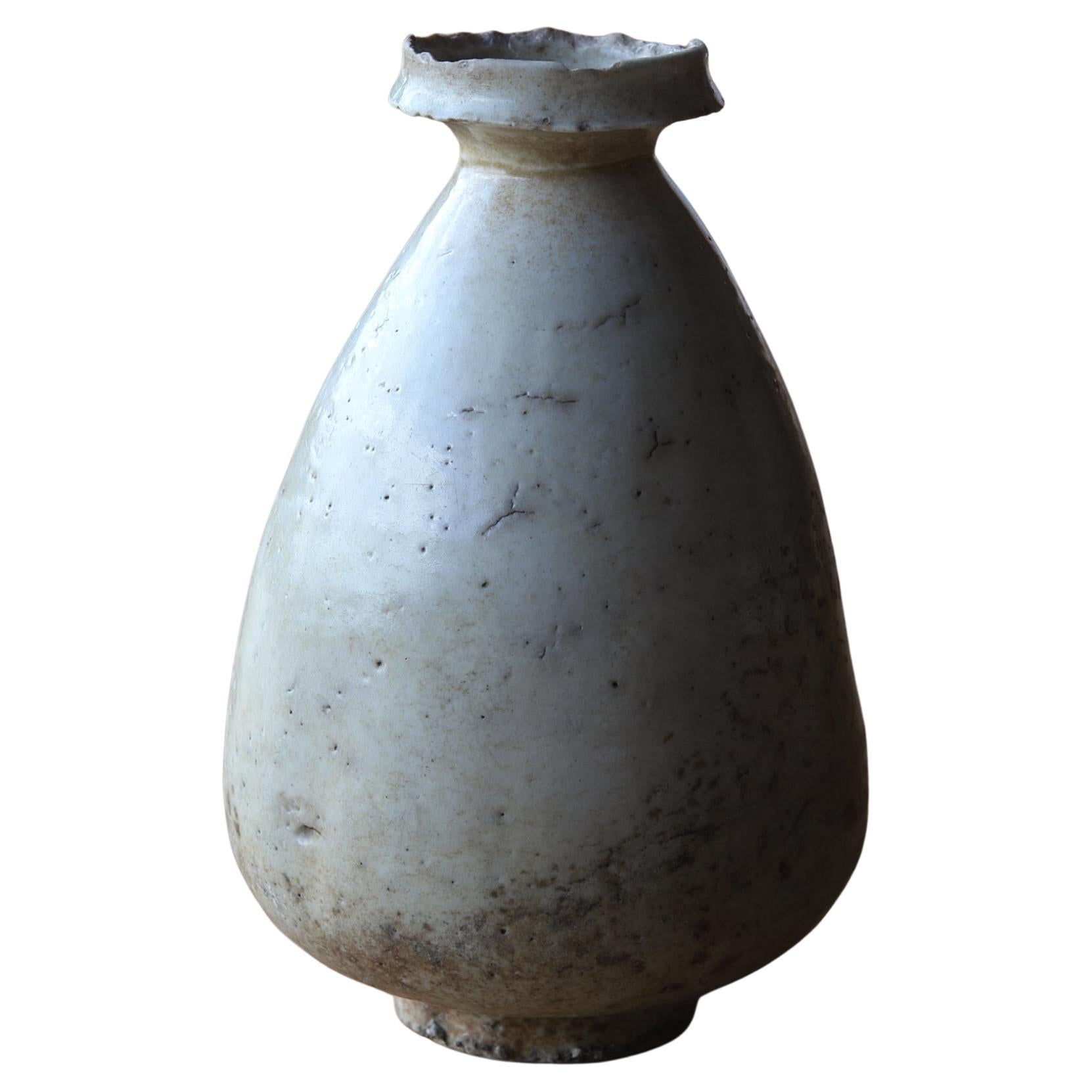 White Porcelain Vase / 17th Century / Korean Antiques / Joseon Dynasty For Sale