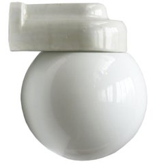 White Porcelain Vintage Bauhaus Opaline Glass Wall Lamps Scones (7x)