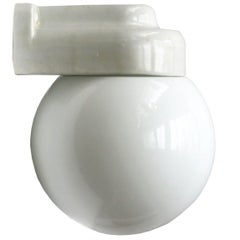 White Porcelain Vintage Bauhaus Opaline Glass Wall Lamps Scones