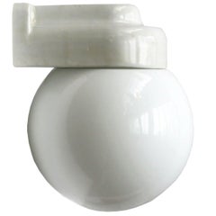 White Porcelain Vintage Bauhaus Opaline Glass Wall Lamps Scones