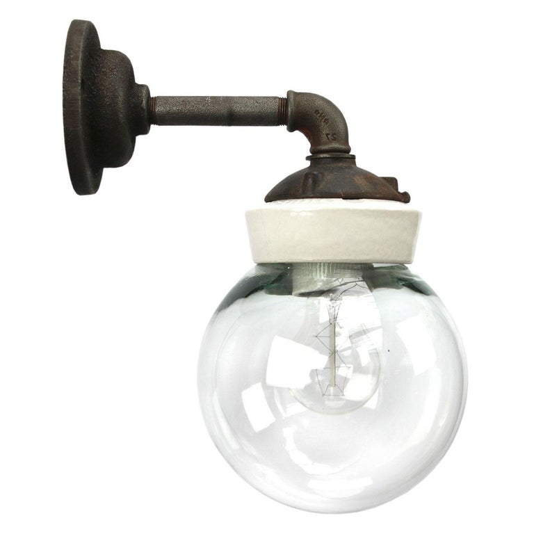 White Porcelain Vintage Industrial Clear Glass Cast Iron Wall Lamp White Porcelain Vintage Industrial Clear Glass Cast Iron Wall Lamp Scones 50x For