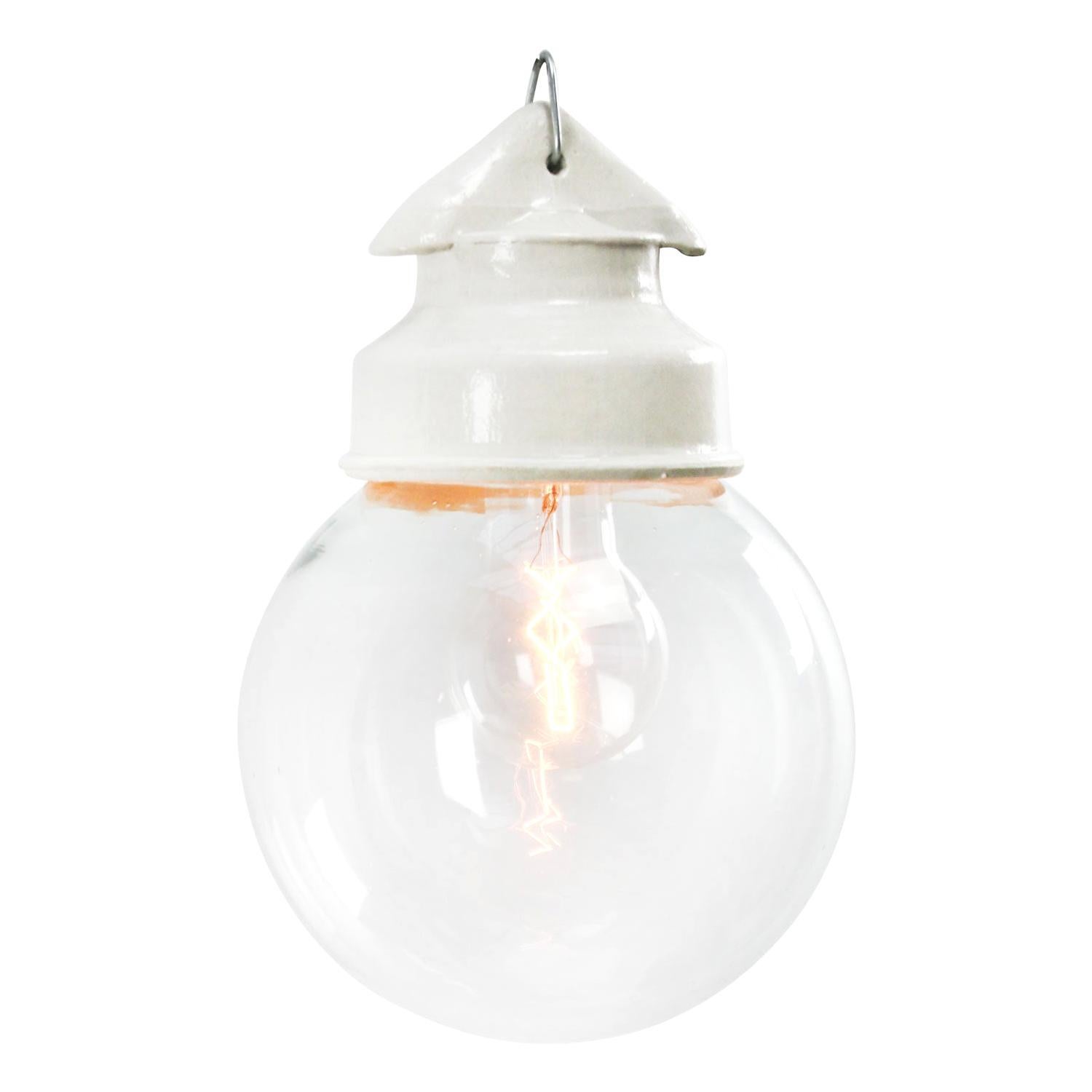 White Porcelain Vintage Industrial Clear Glass Pendant Lights