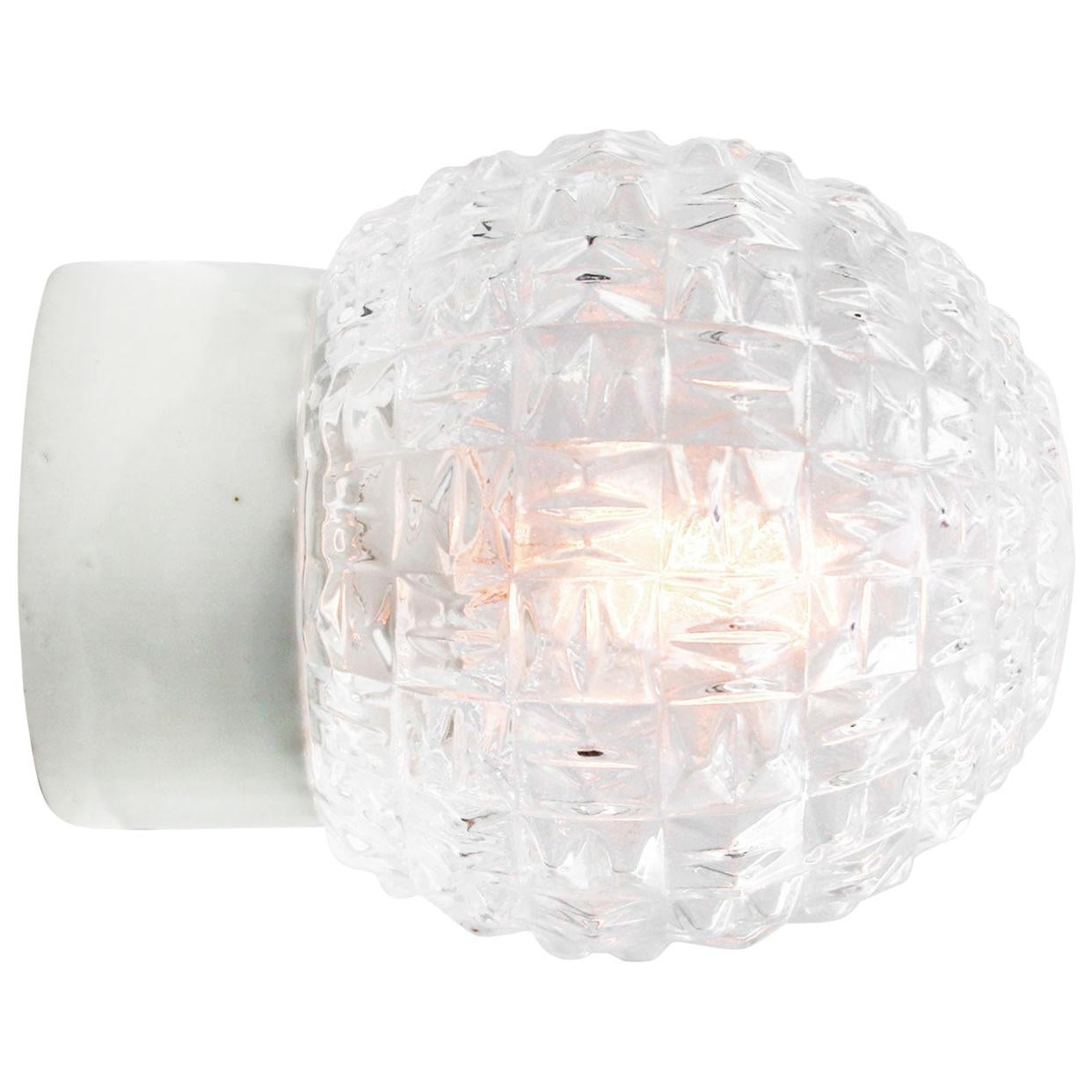 White Porcelain Vintage Industrial Clear Glass Wall Ceiling Lamp Scone