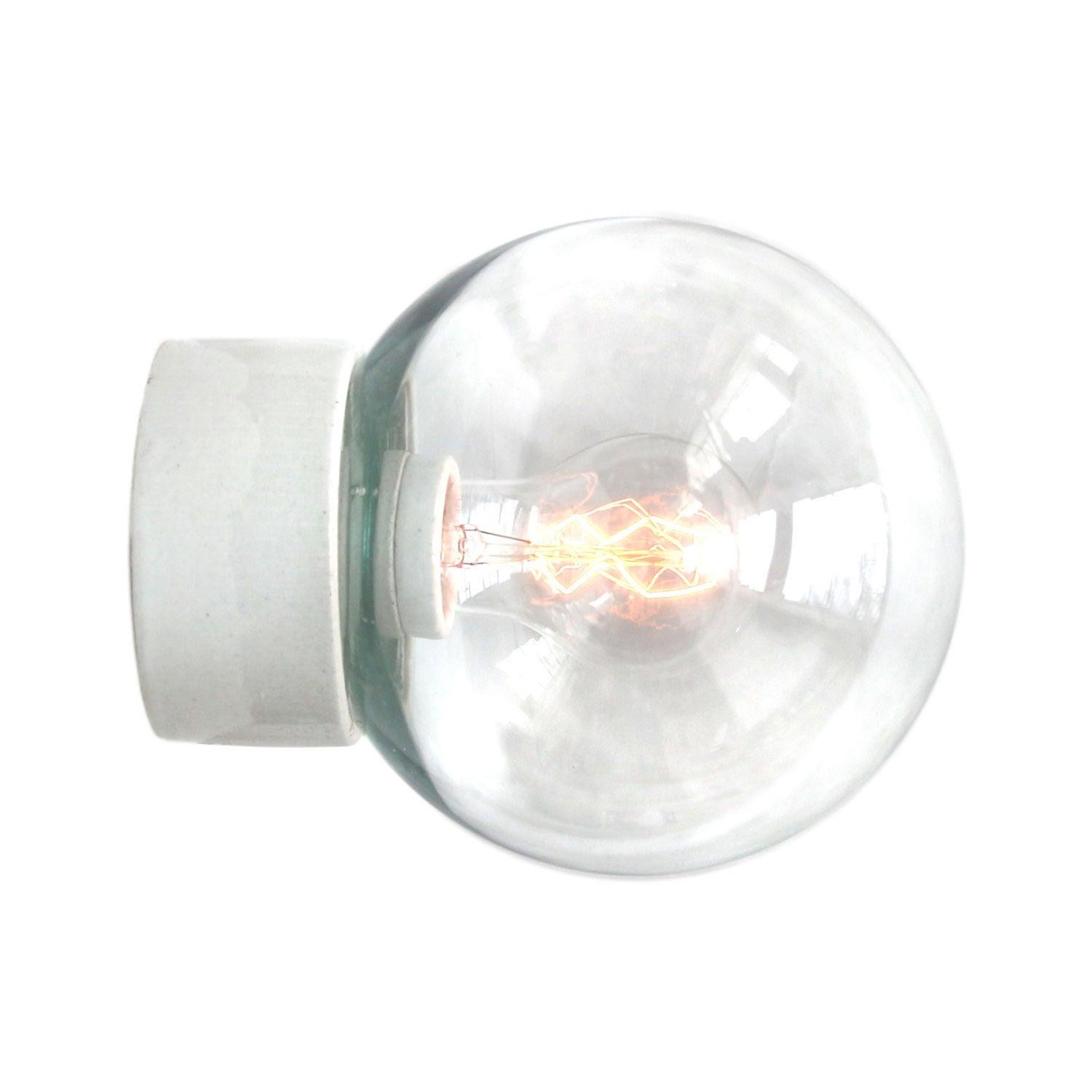 White Porcelain Vintage Industrial Clear Glass Wall Ceiling Lamp Scones For Sale