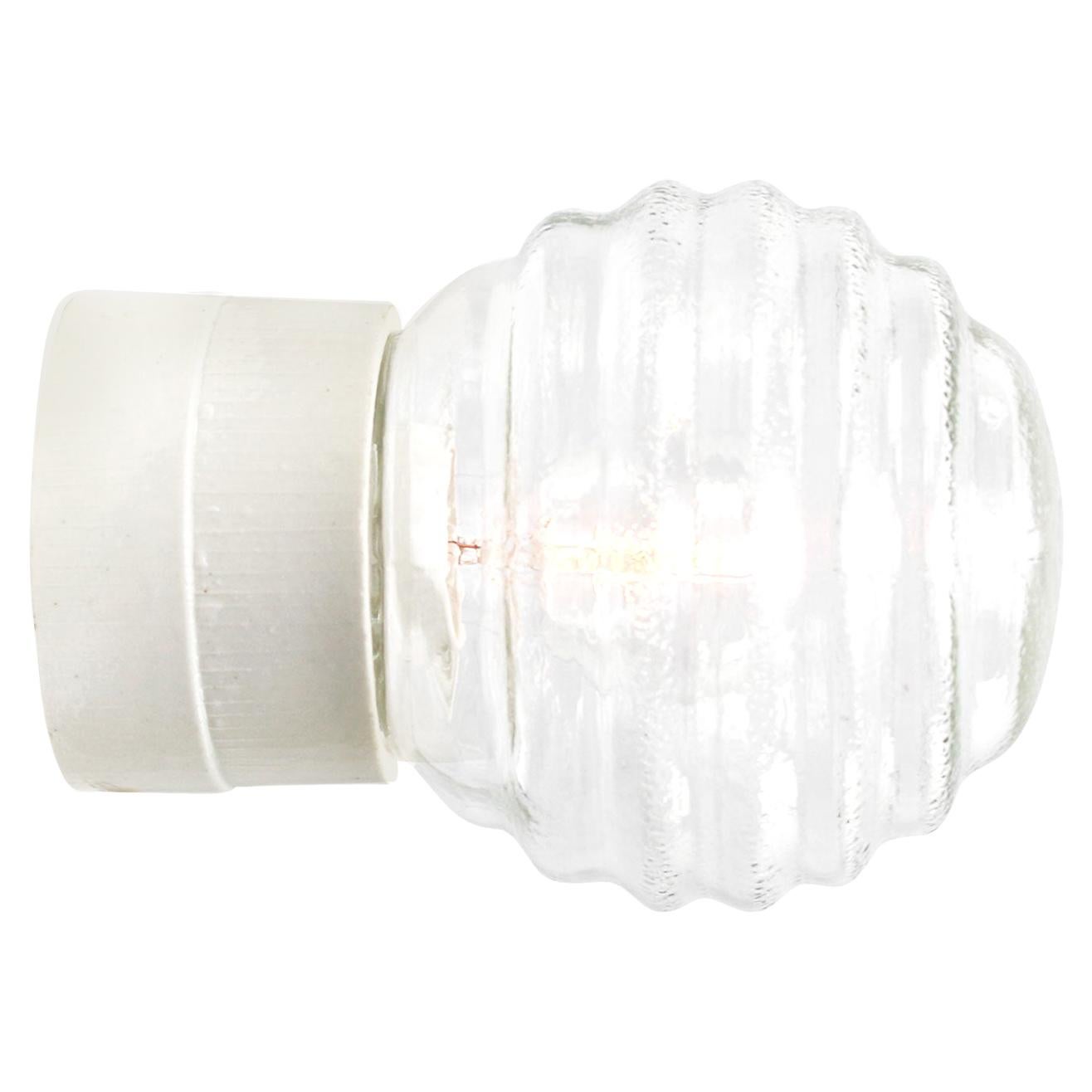 White Porcelain Vintage Industrial Clear Glass Wall Lamp Sconce