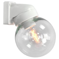 White Porcelain Vintage Industrial Clear Glass Wall Lamp Scones
