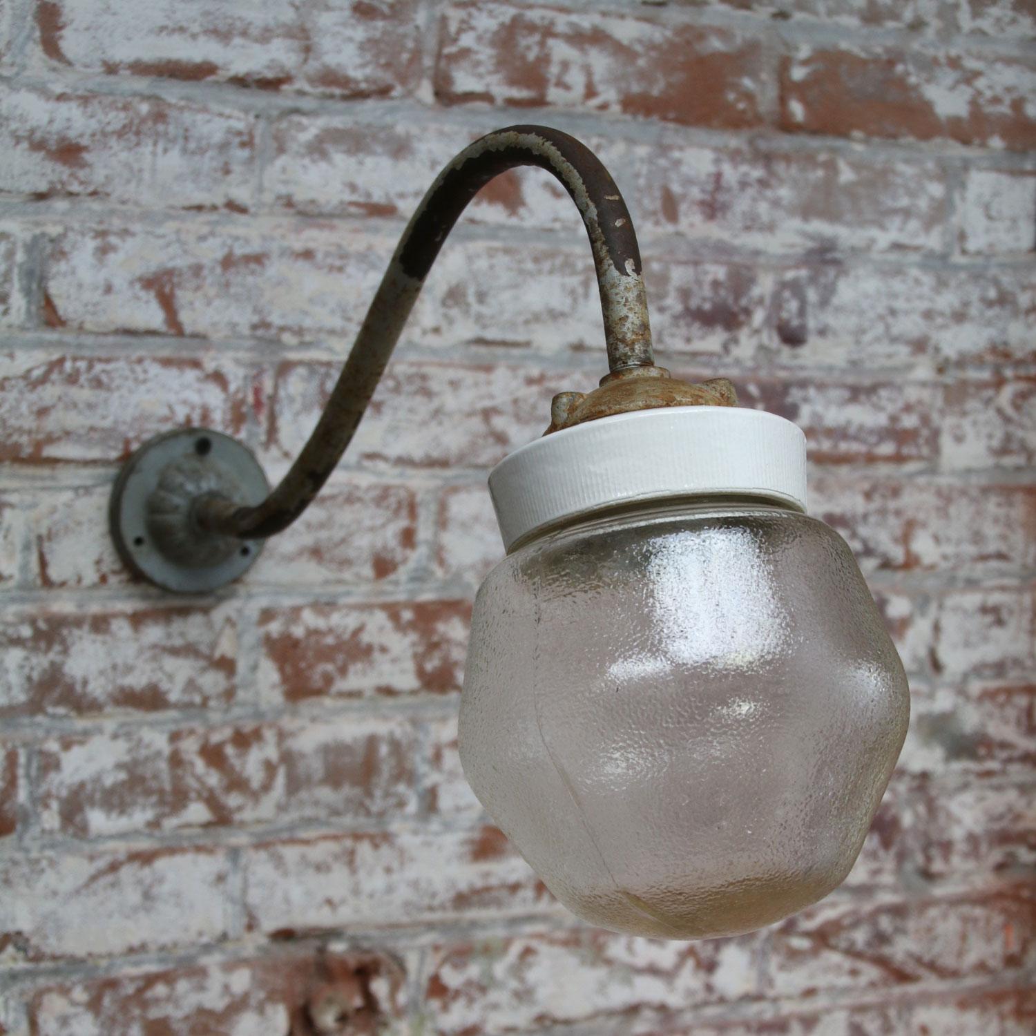 French White Porcelain Vintage Industrial Frosted Glass Cast Iron Wall Lights