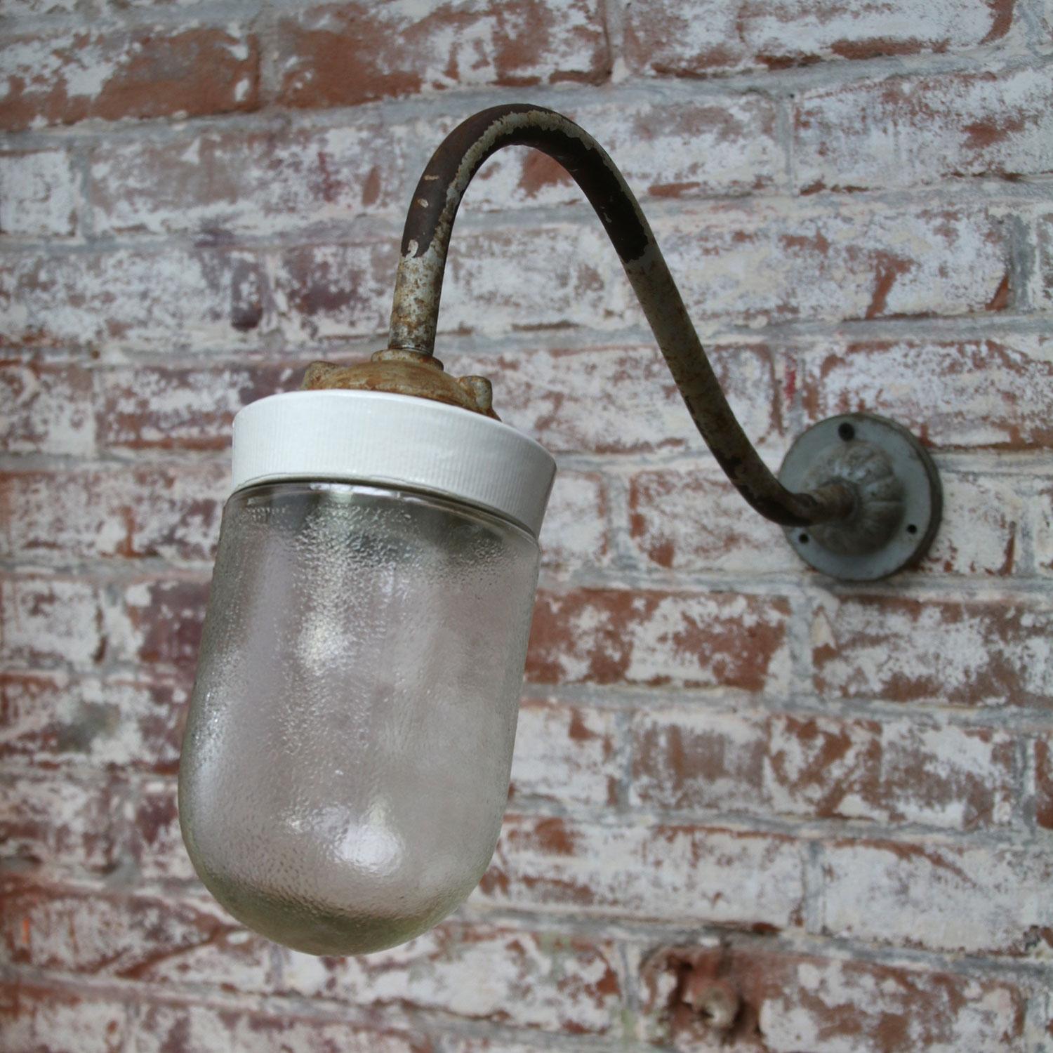 French White Porcelain Vintage Industrial Frosted Glass Cast Iron Wall Lights